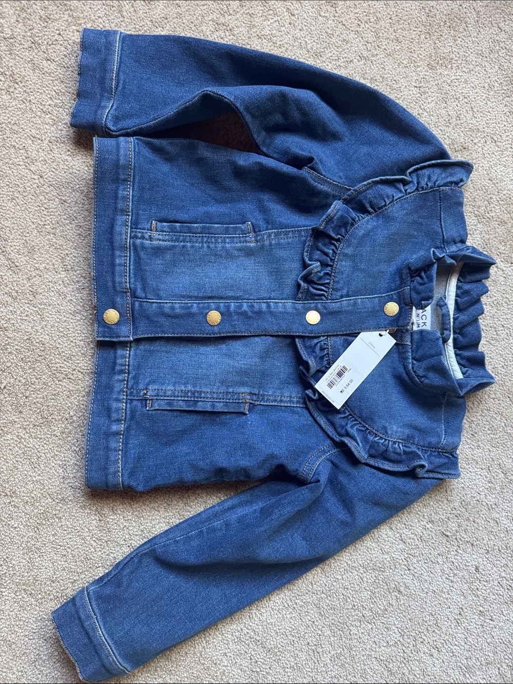 Janie and Jack Girls' Blue Denim Ruffle Jacket